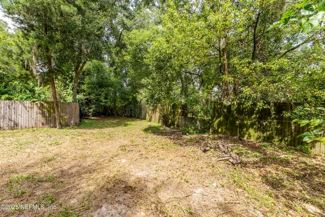 a view of a yard with a tree