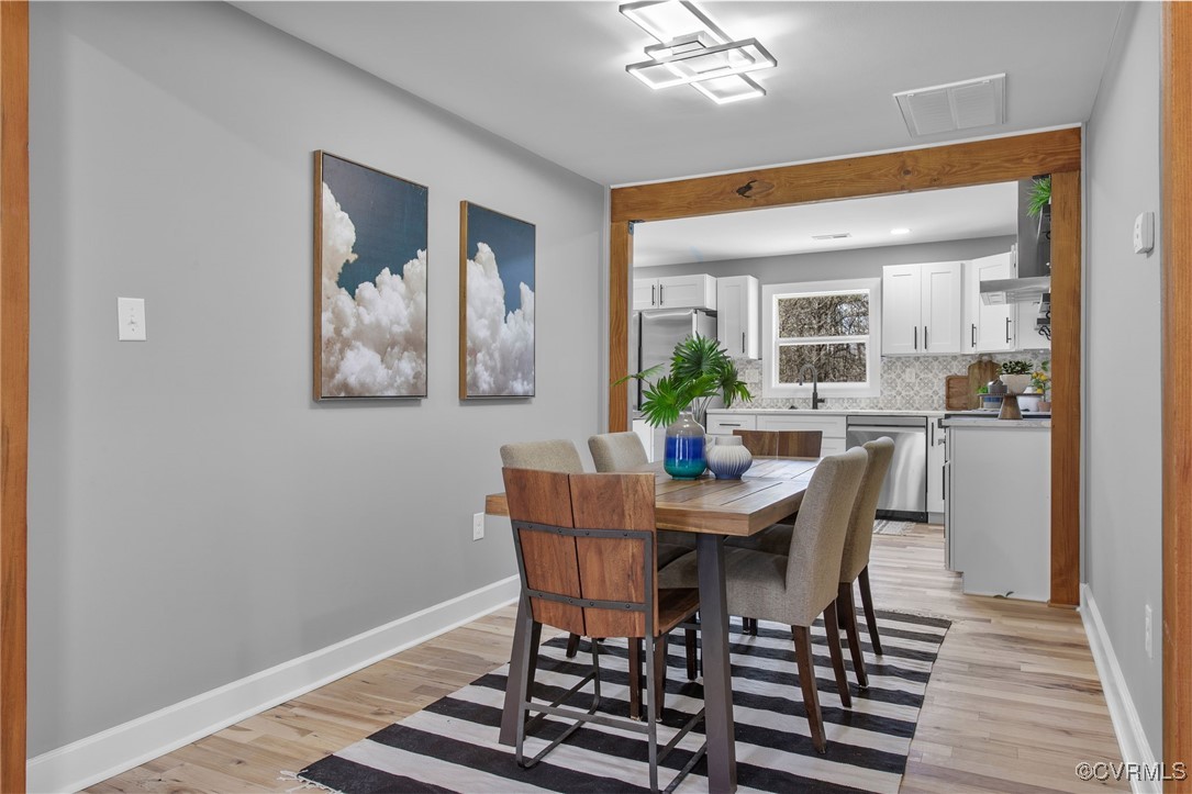 8501 Barnetts Road Charles City, VA 23030 - Photo 10 of 33 Dining area with baseboards, visible vents, and li