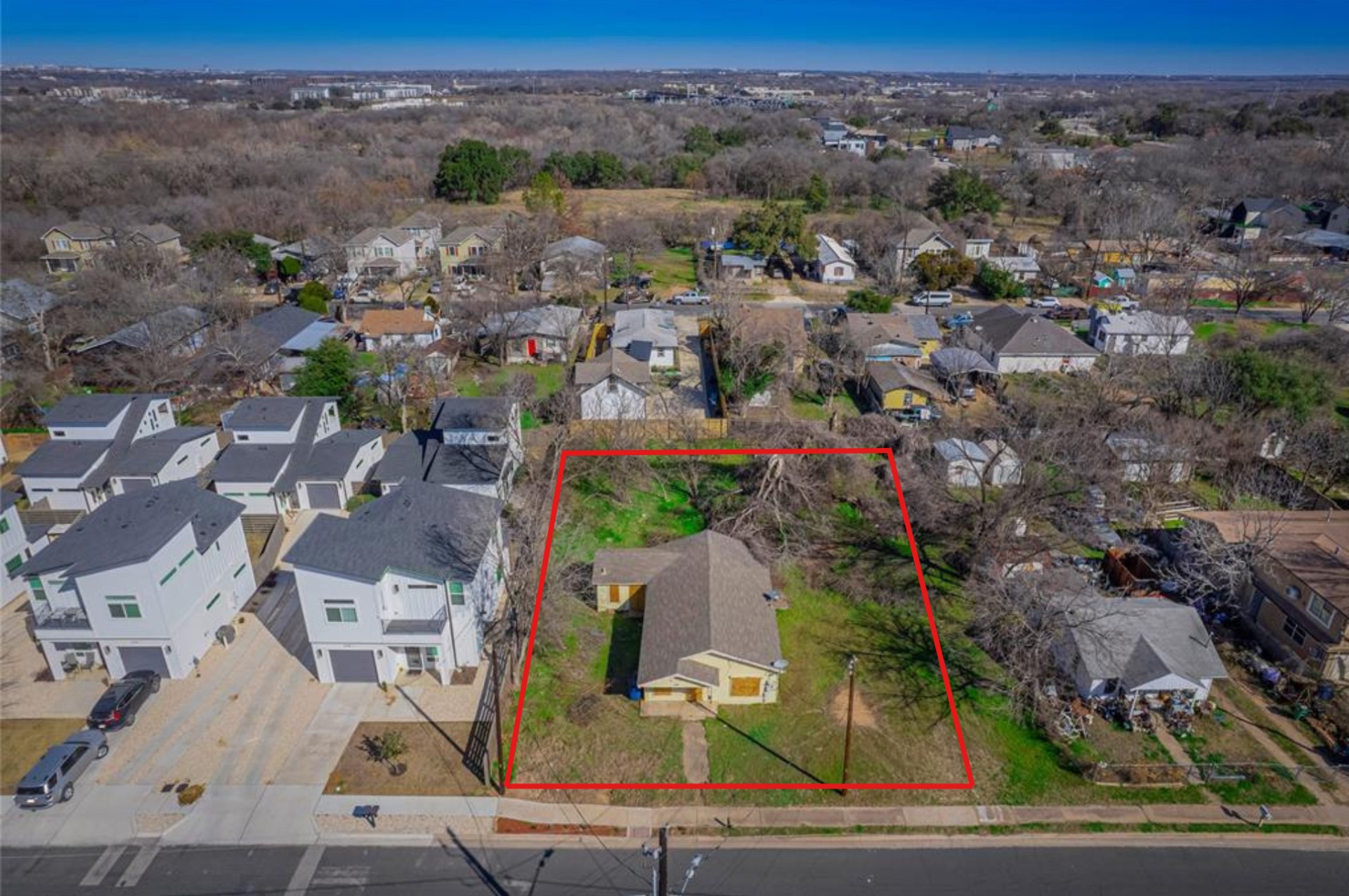 an aerial view of multiple house