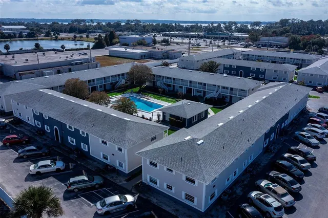 a city view with tall buildings
