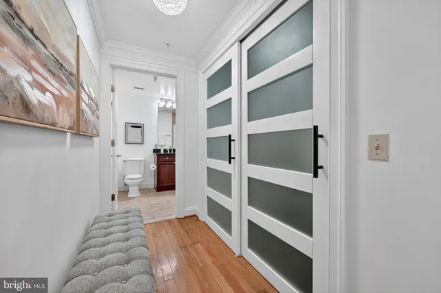 a hallway with closet