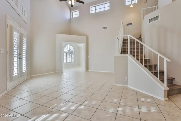 a view of an entryway with a window