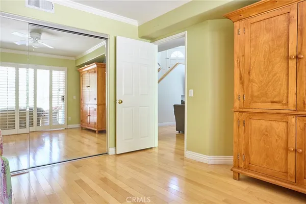 a view of dining room and wooden floor