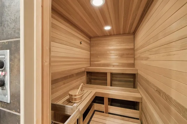 a view of a chair and tables