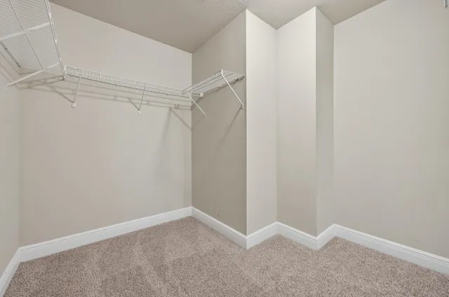 a view of an empty walk in closet