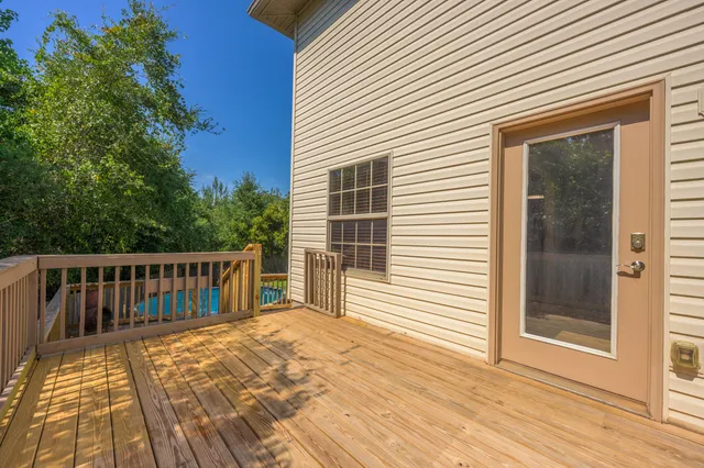 a view of a wooden deck