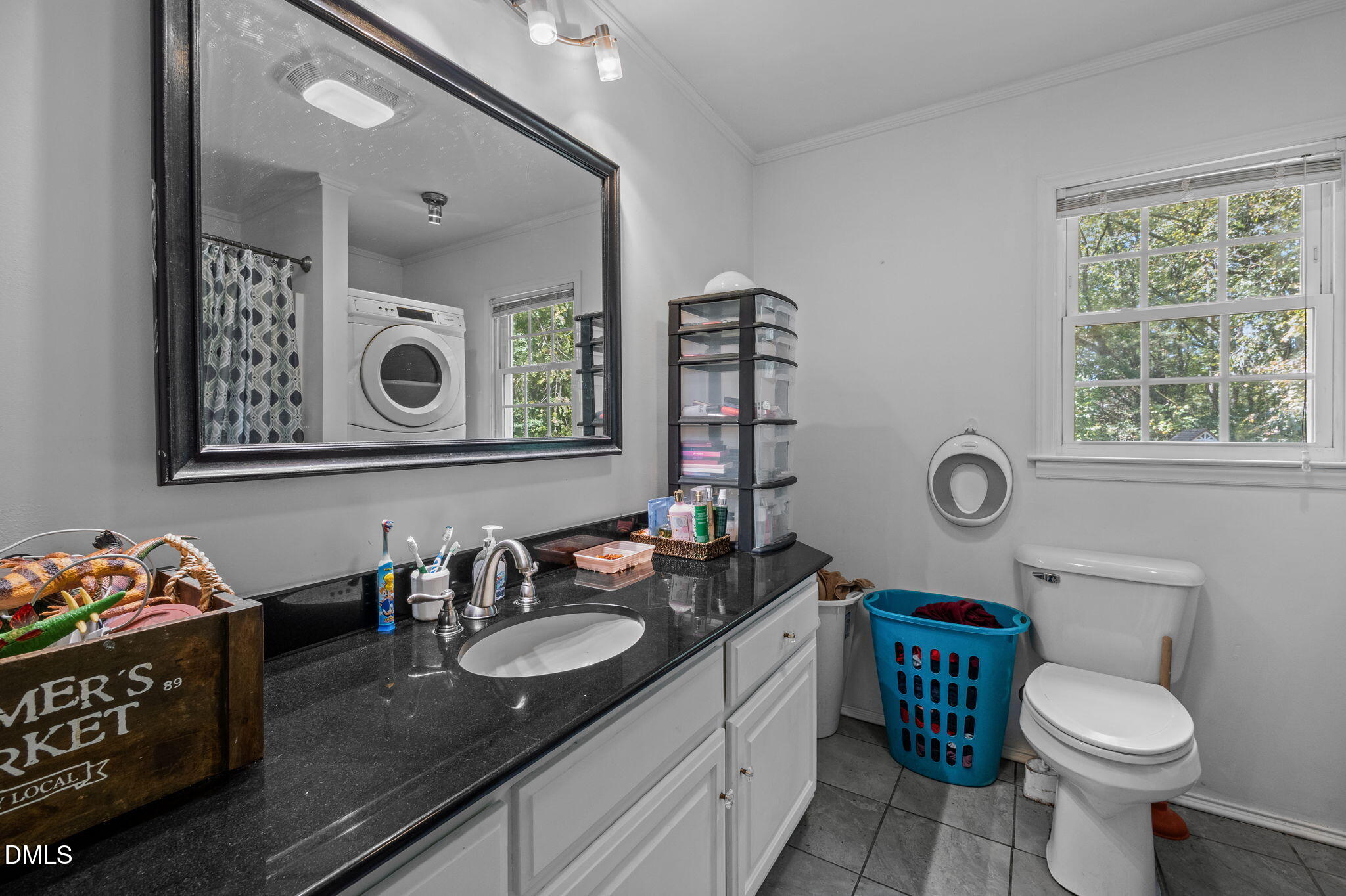 670 Tingen Mine Road Roxboro, NC 27574 - Photo 13 of 30 a bathroom with a granite countertop toilet sink and mirror