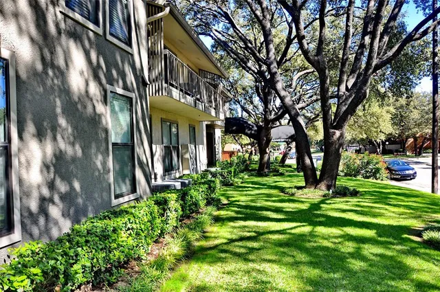 a view of a trees in front of a building