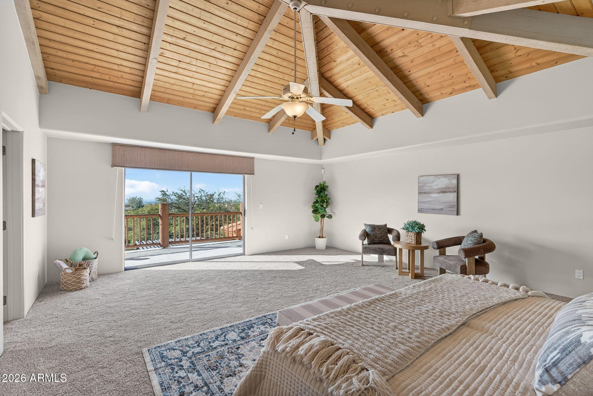 8540 East McDowell Road, Unit 110 Mesa, AZ 85207 - Photo 22 of 74 a bedroom with a bed and a large window with the outer view