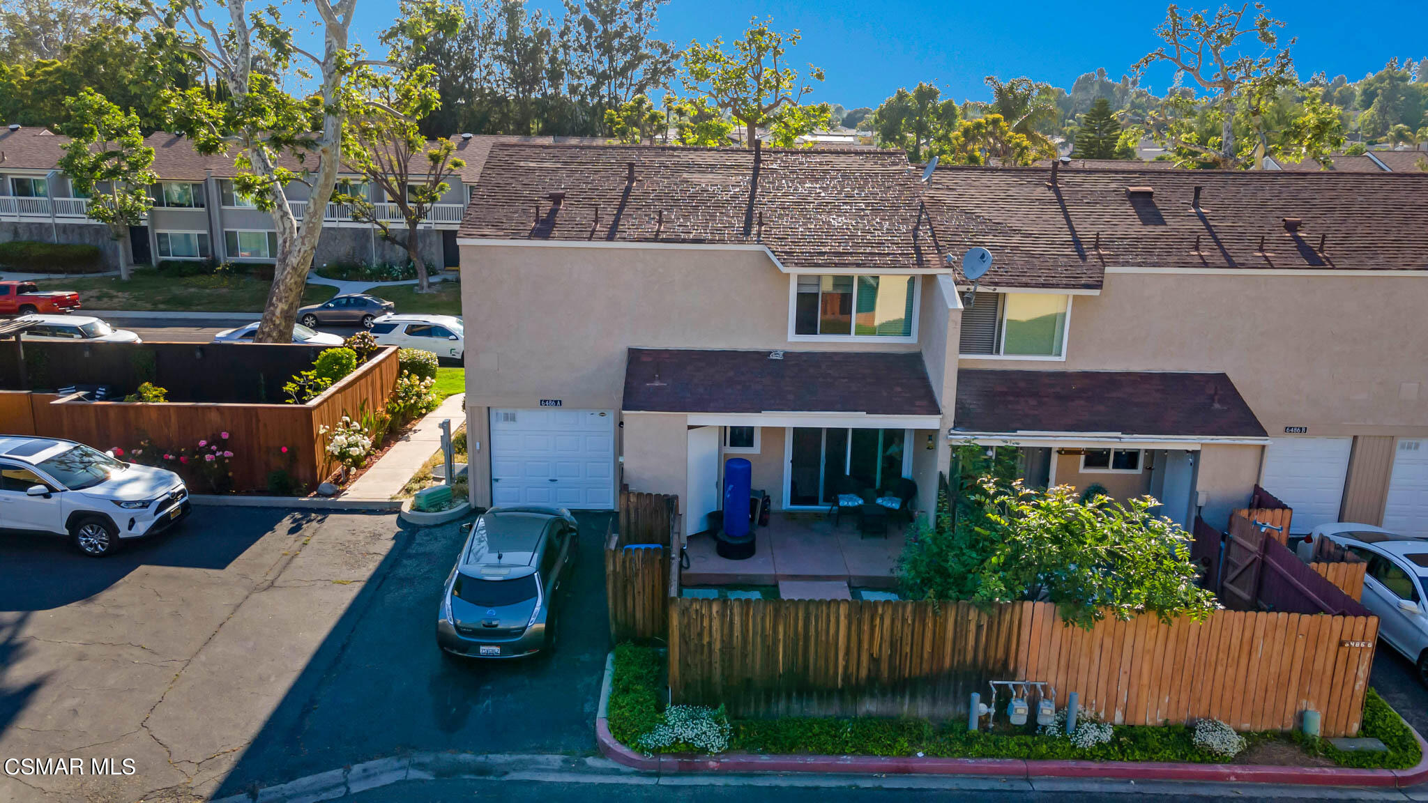 6486 Penn Street, Unit A Moorpark, CA 93021 - Photo 32 of 35 an aerial view of a house with swimming pool garden and outdoor seating