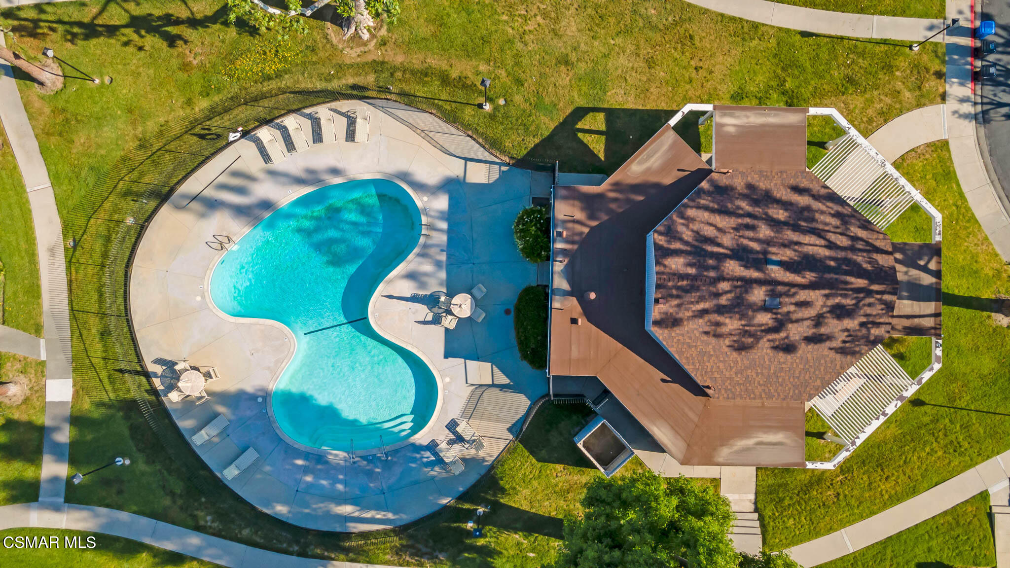 6486 Penn Street, Unit A Moorpark, CA 93021 - Photo 33 of 35 an aerial view of a house with swimming pool and outdoor space