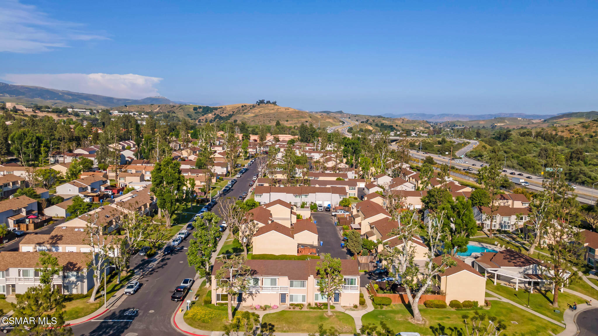 6486 Penn Street, Unit A Moorpark, CA 93021 - Photo 34 of 35 an aerial view of residential houses with outdoor space