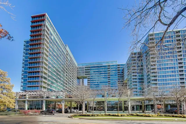 front view of a building with a street