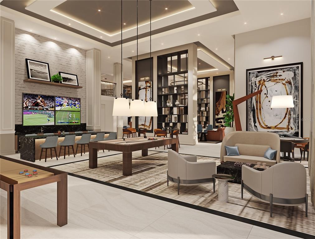 901 West Chestnut Street, Unit B507 Tampa, FL 33607 - Photo 7 of 20 a living room with furniture a flat screen tv and paintings on the wall