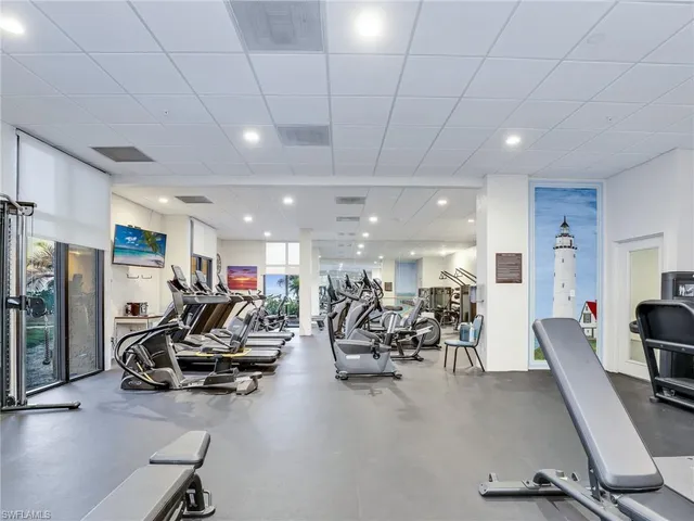 a view of a room with gym equipment