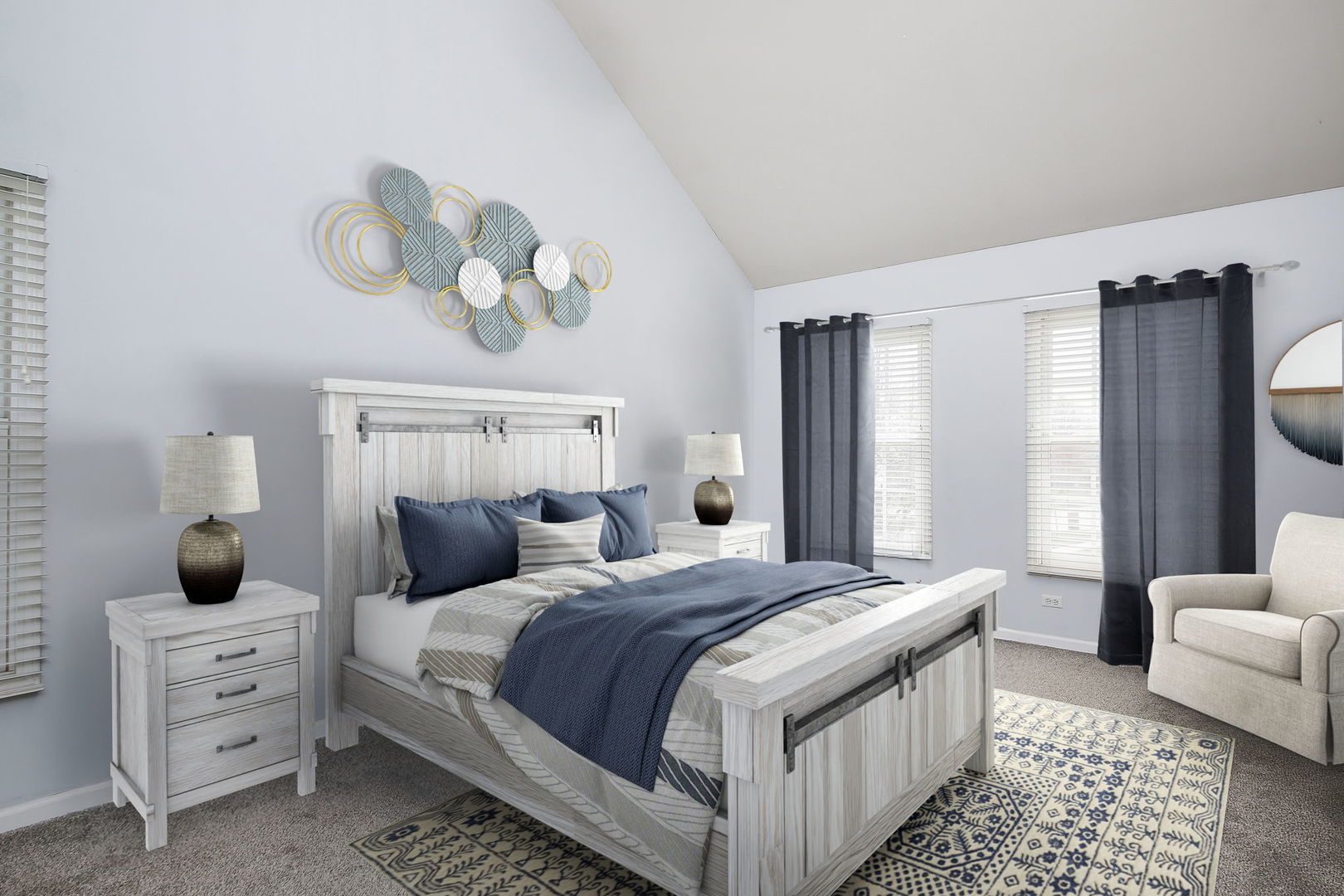 3807 Landsdown Avenue Naperville, IL 60564 - Photo 13 of 29 a bedroom with a large bed and a chandelier