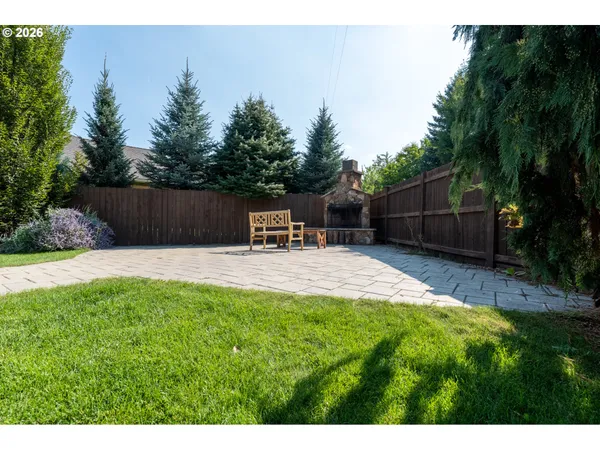 a view of a backyard with a garden