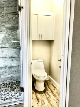 a bathroom with a shower