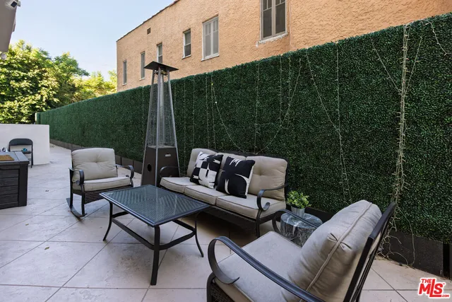 a view of a patio with a couch