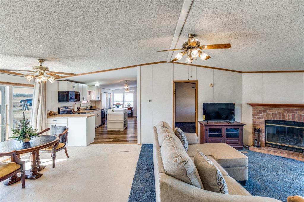 3133 County Road 1105 Celeste, TX 75423 - Photo 5 of 30 a living room with furniture a fireplace and a flat screen tv
