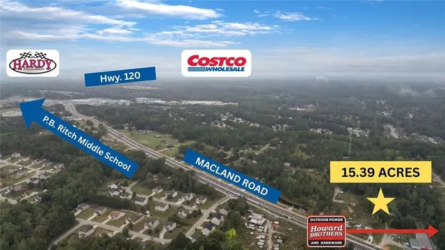 a view of a street with lots of trees