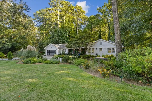a outdoor dining space with furniture