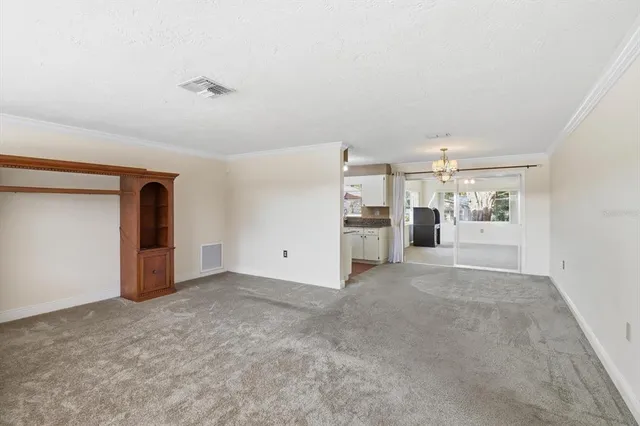 a view of a big room with closet and windows