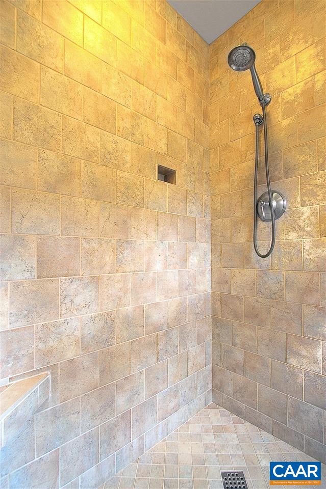 1532 Dairy Road Charlottesville, VA 22903 - Photo 25 of 42 The sumptuous shower is surrounded in tiles of soothing earth tones. Varied patterns create added interest; the floor is covered with mosaic tiles. A large, "rainfall' showerhead enhances the pampering experience.