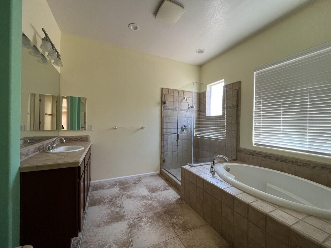 40844 Piazza Del Paradiso Indio, CA 92203 - Photo 14 of 22 a bathroom with a granite countertop tub sink shower and mirror