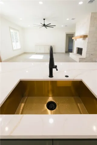 a view of a bathroom with a tub