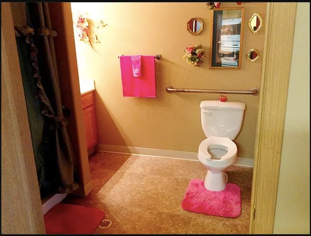 a bathroom with a toilet and a sink