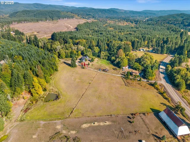 an aerial view of a house