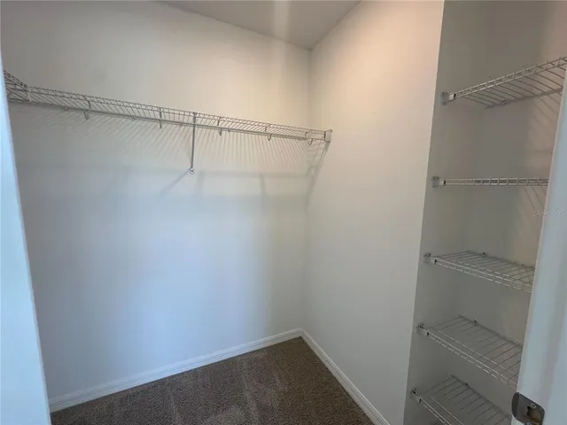 a view of an empty walk in closet
