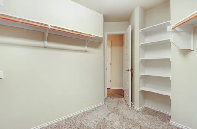 a view of an empty walk in closet