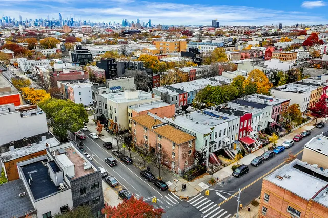 an aerial view of a city