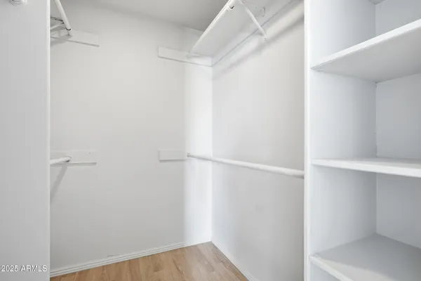 a view of an empty walk in closet