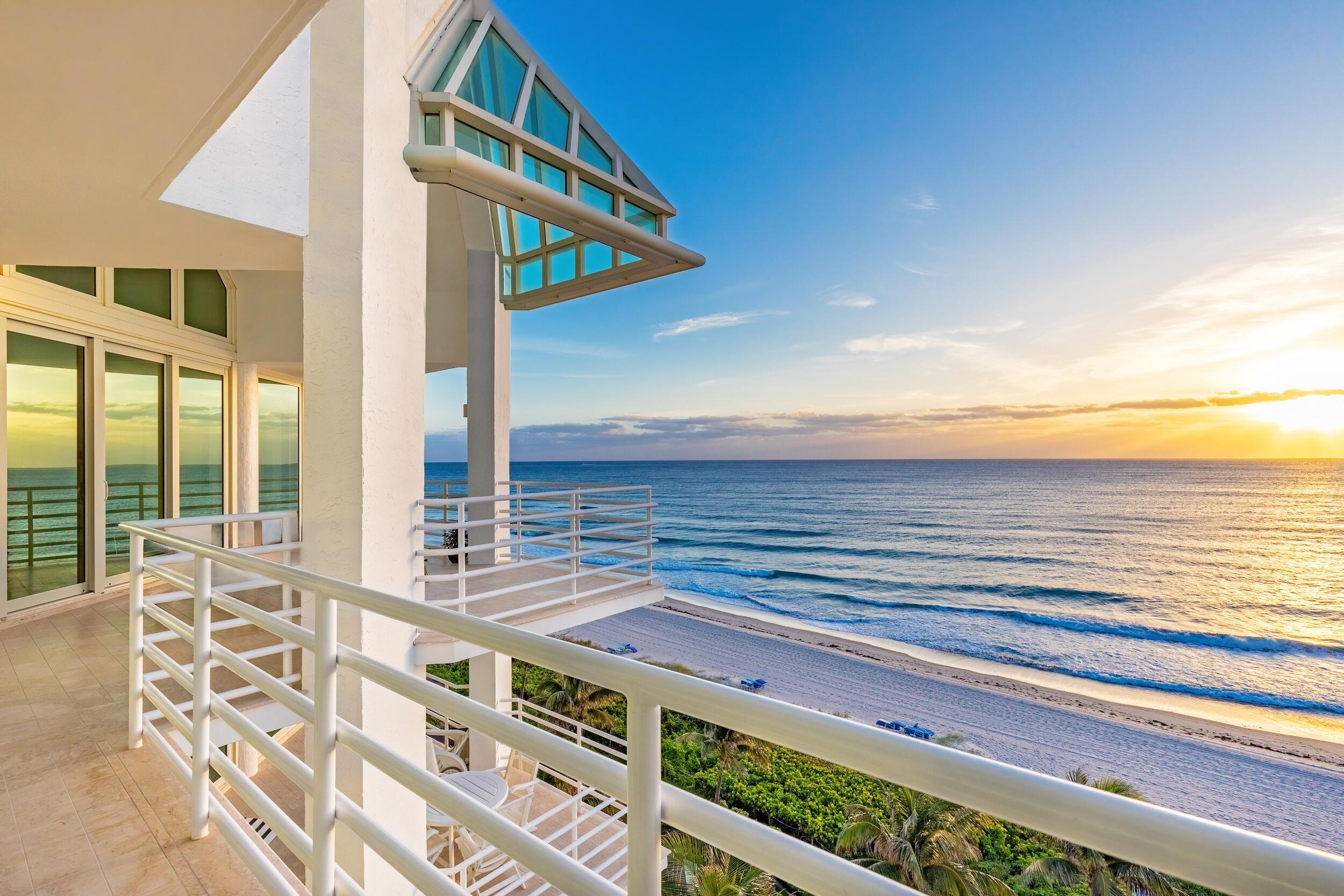 800 South Ocean Boulevard, Unit PH6 Boca Raton, FL 33432 - Photo 37 of 69 a view of a balcony with lake view and wooden floor