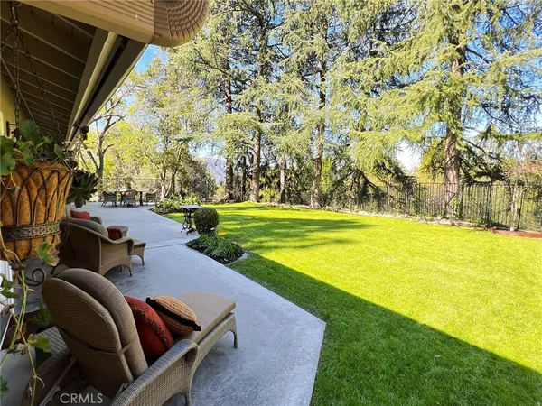 a view of a backyard with slide