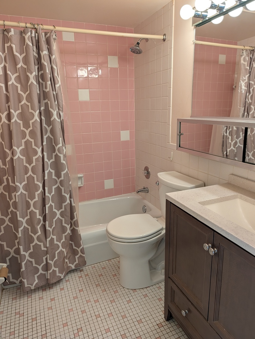 8444 West Wilson Avenue, Unit 407 Chicago, IL 60656 - Photo 12 of 20 a bathroom with a sink toilet and shower