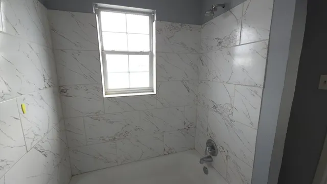 a bathroom with a window