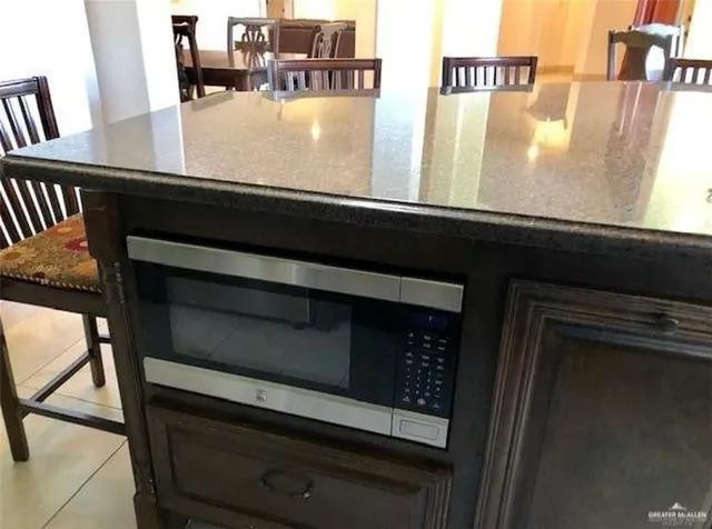 a close view of sink and microwave