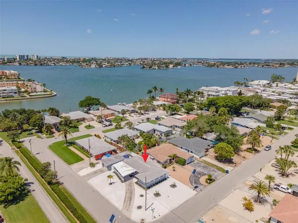 a picture of a city view with a lake view