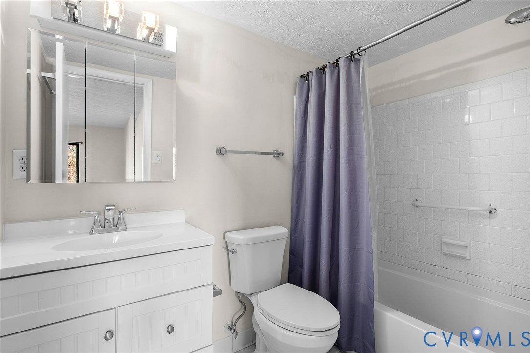 1501 Largo Road, Unit 201 Henrico, VA 23238 - Photo 7 of 31 a bathroom with a sink a toilet a shower and a mirror