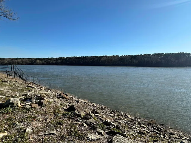 a view of a lake with a mountain