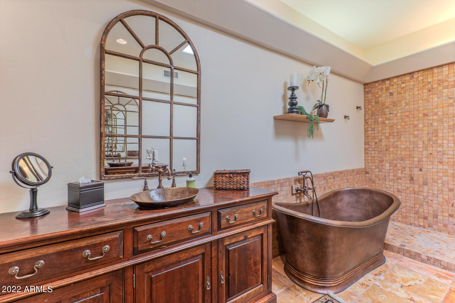 8100 East Camelback Road, Unit 39 Scottsdale, AZ 85251 - Photo 17 of 40 master bath with copper tub