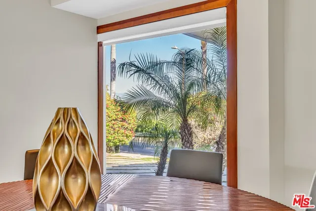 an outdoor space with furniture