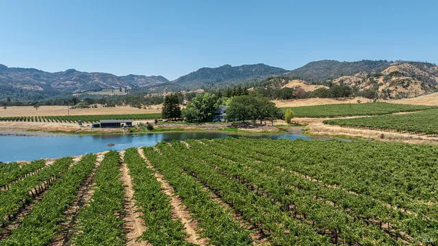 a view of lake with mountain
