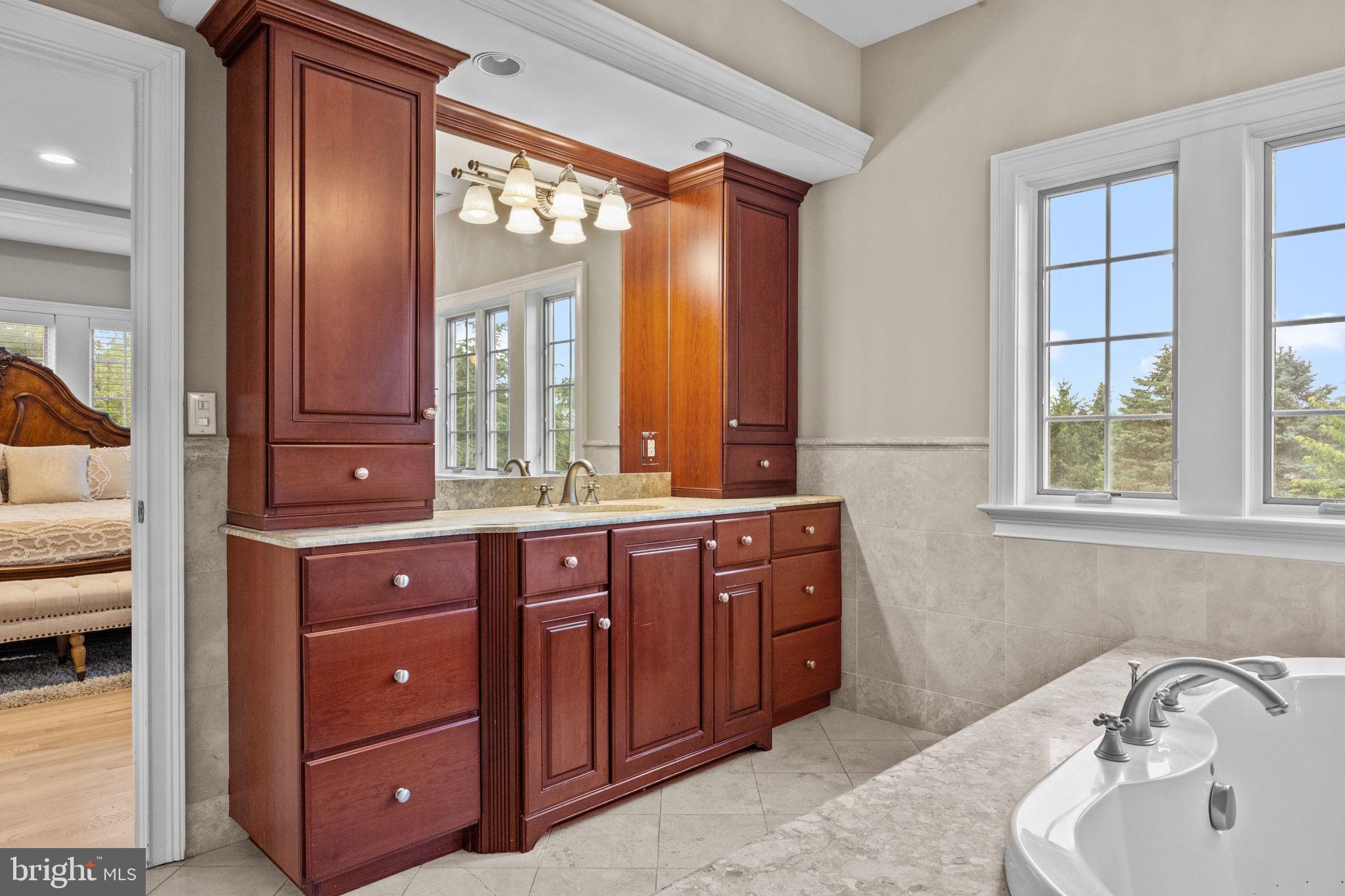 2 Aldans Way Newtown, PA 18940 - Photo 52 of 100 a bathroom with a sink mirror and a bathtub next to a window