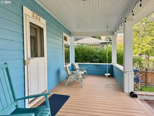 a view of a chairs in a balcony