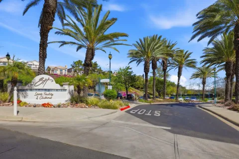 a view of a house with a yard and potted plants